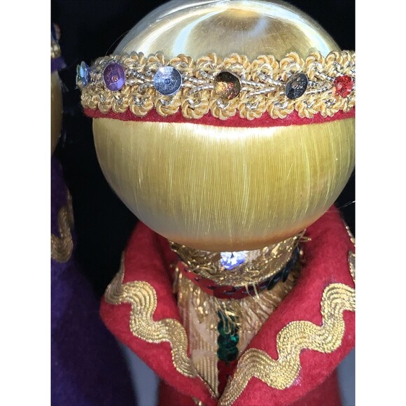 Vtg Wise Men Kitsch Handmade 60s 70s Satin Felt Sequins Beaded Bottle Nativity - Picture 4 of 8